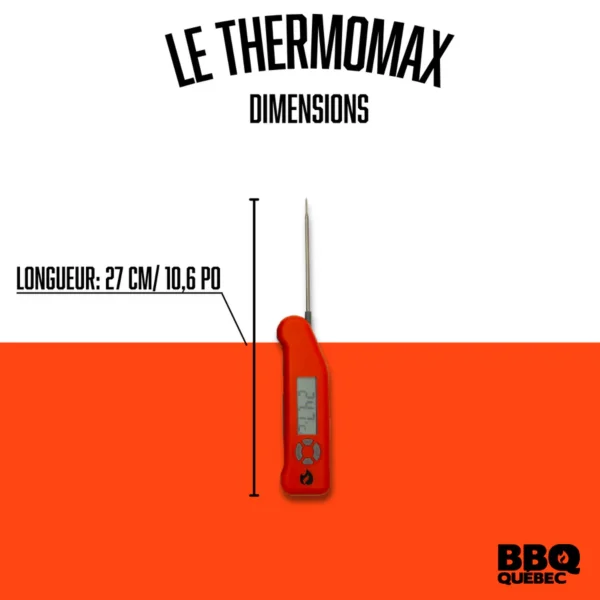 Thermomètre de cuisson BBQ Québec - dimensions