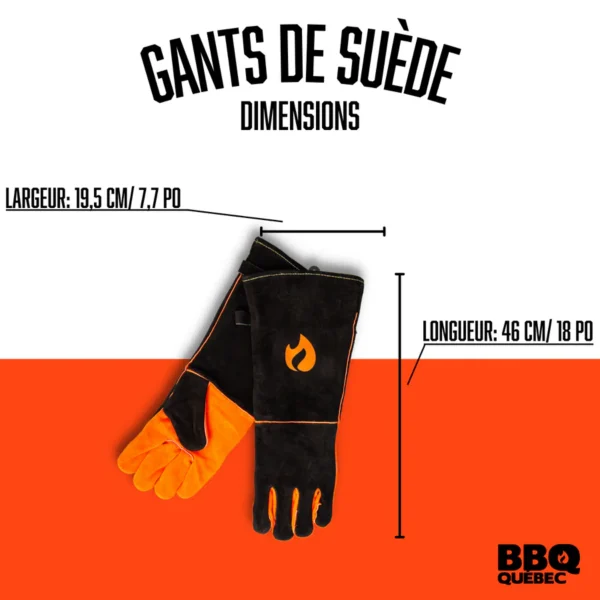 gants de suède BBQ Quebec - dimensions